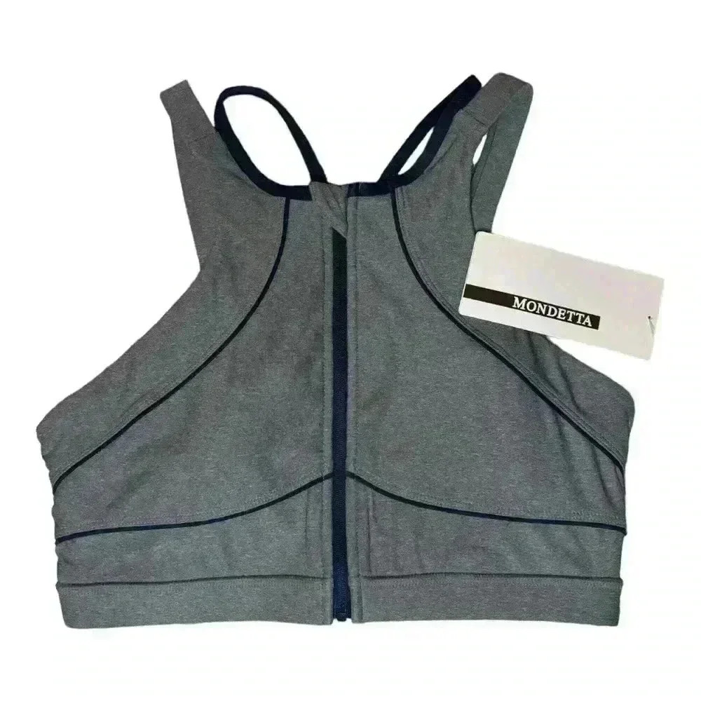 Mondetta Navy and Gray medium Strappy Sports Bra